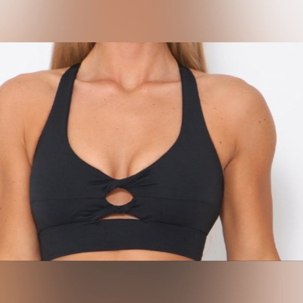 💣 🔥 BOMBSHELL TWISTED Sports Bra Top XL Black NWT